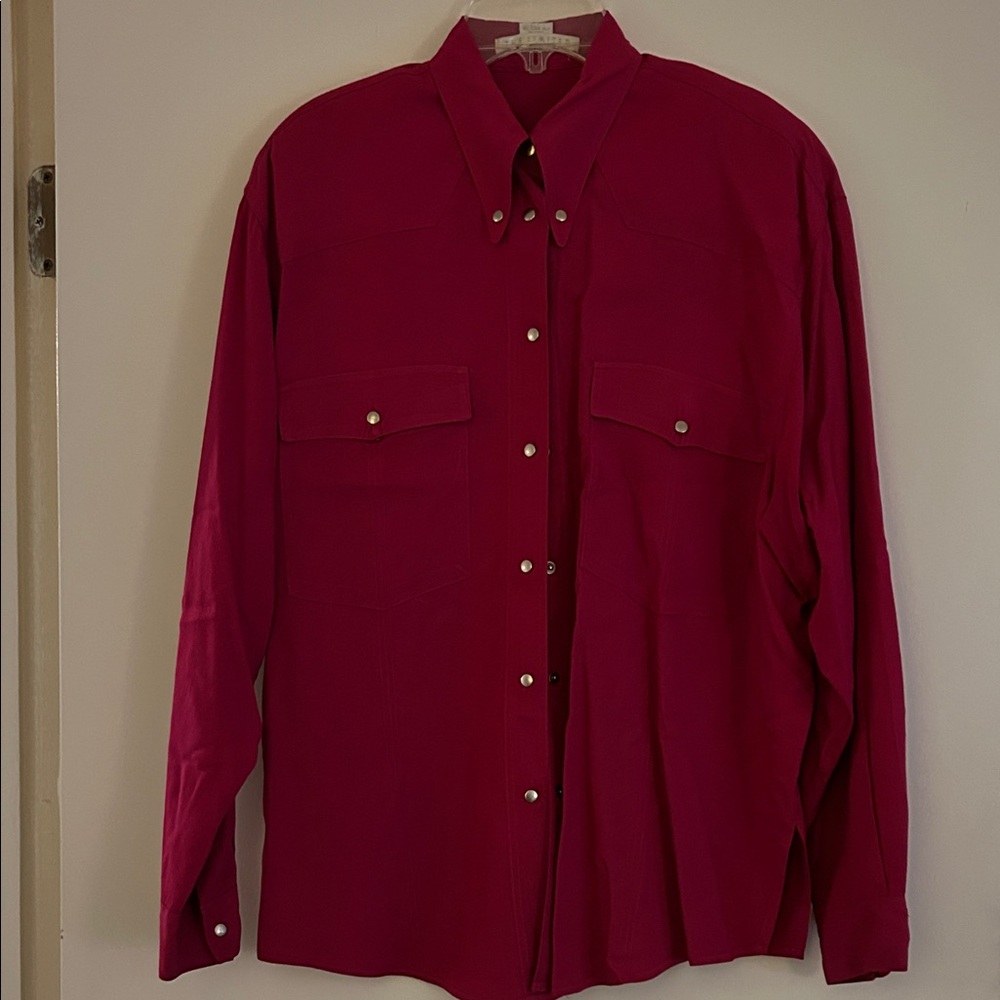 The Limited Retro pink blouse with snap buttons.